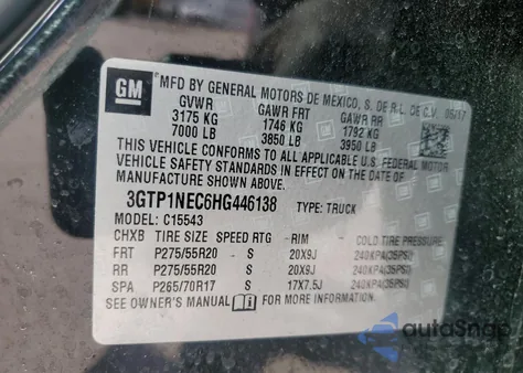 2017 GMC Sierra C1500 Slt из США, поврежденный, VIN 3GTP1NEC6HG446138